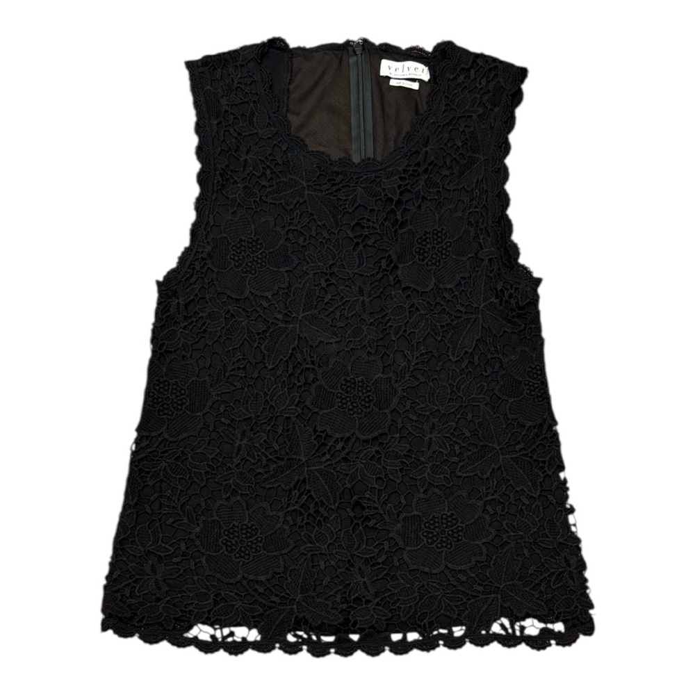 Velvet by Graham and Spencer Black Lace Sleeveless Top Size Small